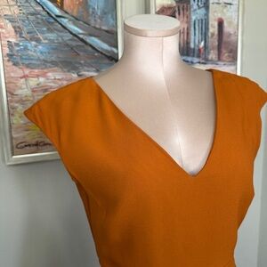 Massimo Dutti Terracotta V-Neck Dress